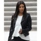 Illustration for article titled Kim Kardashian Moto Biker Black Leather Jacket for Women’s